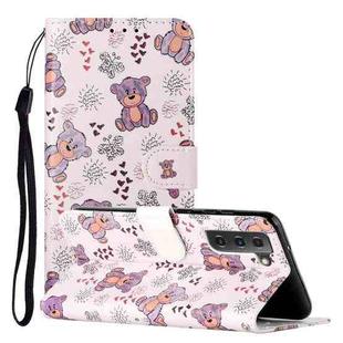 For Samsung Galaxy S22 5G Oil Embossed Pattern PU Leather Phone Case(Little Bear)