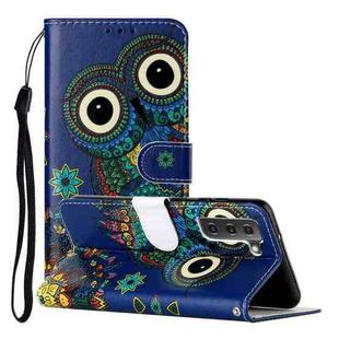 For Samsung Galaxy S22+ 5G Oil Embossed Pattern PU Leather Phone Case(Blue Owl)