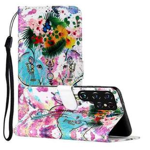 For Samsung Galaxy S22 Ultra 5G Oil Embossed Pattern PU Leather Phone Case(Elephant)