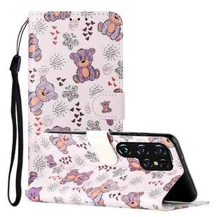 For Samsung Galaxy S22 Ultra 5G Oil Embossed Pattern PU Leather Phone Case(Little Bear)
