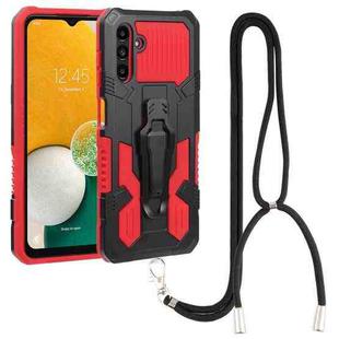 For Samsung Galaxy A13 5G Armor Warrior Shockproof PC + TPU Lanyard Phone Case(Red)