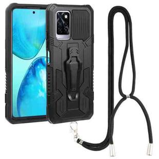 For Infinix Note 10 Pro Armor Warrior Shockproof PC + TPU Lanyard Phone Case(Black)