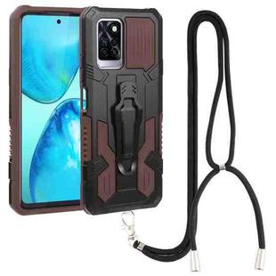 For Infinix Note 10 Pro Armor Warrior Shockproof PC + TPU Lanyard Phone Case(Brown)