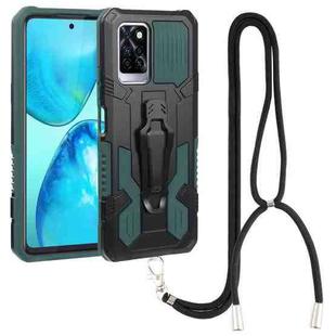For Infinix Note 10 Pro Armor Warrior Shockproof PC + TPU Lanyard Phone Case(Green)
