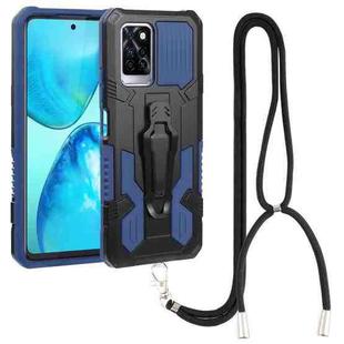 For Infinix Note 10 Pro Armor Warrior Shockproof PC + TPU Lanyard Phone Case(Blue)