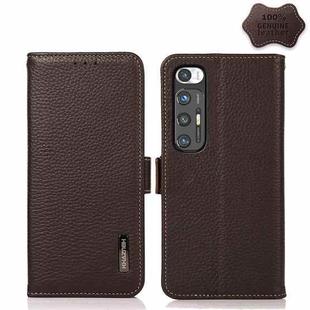 For Xiaomi Mi 10S KHAZNEH Side-Magnetic Litchi Genuine Leather RFID Phone Case(Brown)