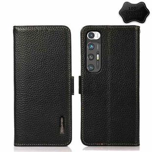 For Xiaomi Mi 10S KHAZNEH Side-Magnetic Litchi Genuine Leather RFID Phone Case(Black)