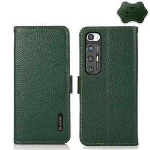 For Xiaomi Mi 10S KHAZNEH Side-Magnetic Litchi Genuine Leather RFID Phone Case(Green)