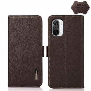 For Xiaomi Redmi K40 Pro / Poco F3 KHAZNEH Side-Magnetic Litchi Genuine Leather RFID Phone Case(Brown)