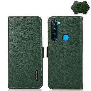 For Xiaomi Redmi Note 8 2021 KHAZNEH Side-Magnetic Litchi Genuine Leather RFID Phone Case(Green)