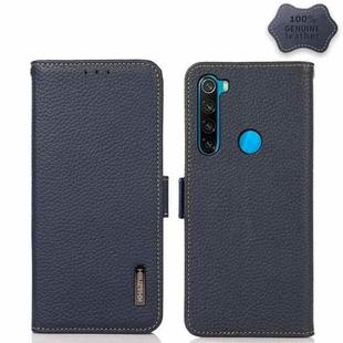For Xiaomi Redmi Note 8 2021 KHAZNEH Side-Magnetic Litchi Genuine Leather RFID Phone Case(Blue)