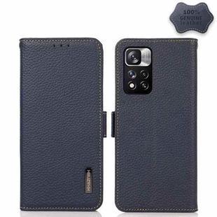 For Xiaomi Redmi Note 11 Pro KHAZNEH Side-Magnetic Litchi Genuine Leather RFID Phone Case(Blue)