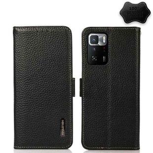 For Xiaomi Poco X3 GT KHAZNEH Side-Magnetic Litchi Genuine Leather RFID Phone Case(Black)
