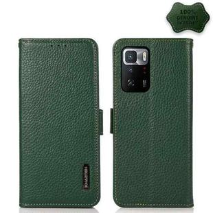 For Xiaomi Poco X3 GT KHAZNEH Side-Magnetic Litchi Genuine Leather RFID Phone Case(Green)