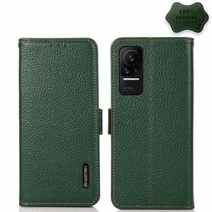 For Xiaomi Civi 5G KHAZNEH Side-Magnetic Litchi Genuine Leather RFID Phone Case(Green)