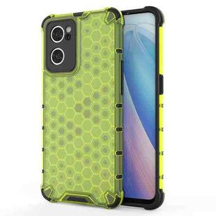 For OPPO Reno7 5G Honeycomb PC + TPU Phone Case(Green)