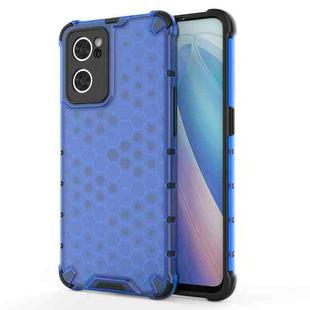 For OPPO Reno7 5G Honeycomb PC + TPU Phone Case(Blue)