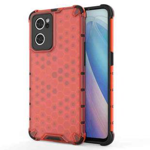For OPPO Reno7 5G Honeycomb PC + TPU Phone Case(Red)