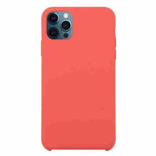 For iPhone 12 / 12 Pro Solid Silicone Phone Case(Camellia Red)