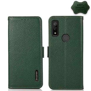 For Fujitsu Arrows WE KHAZNEH Side-Magnetic Litchi Genuine Leather RFID Phone Case(Green)