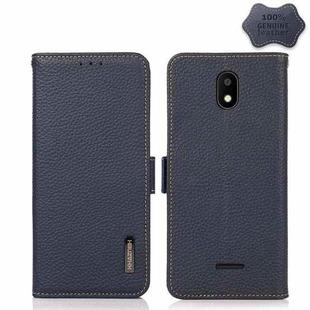 For Vodafone Smart E11 KHAZNEH Side-Magnetic Litchi Genuine Leather RFID Phone Case(Blue)