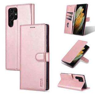 For Samsung Galaxy S22 Ultra 5G AZNS Skin Feel Calf Texture Horizontal Flip Leather Phone Case(Rose Gold)