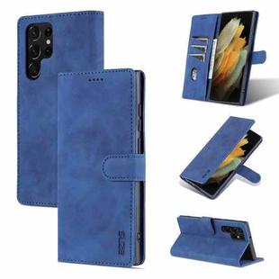 For Samsung Galaxy S22 Ultra 5G AZNS Skin Feel Calf Texture Horizontal Flip Leather Phone Case(Blue)