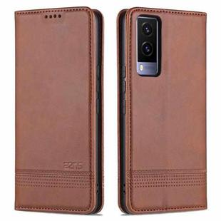 For vivo Y71t / V21e 5G AZNS Magnetic Calf Texture Horizontal Flip Leather Phone Case(Dark Brown)