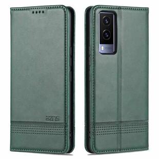 For vivo Y71t / V21e 5G AZNS Magnetic Calf Texture Horizontal Flip Leather Phone Case(Dark Green)