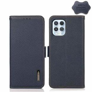 For Motorola Edge S 5G / G100 KHAZNEH Side-Magnetic Litchi Genuine Leather RFID Case(Blue)