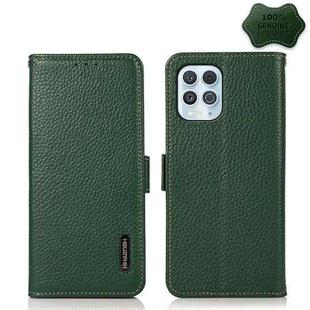 For Motorola Edge S 5G / G100 KHAZNEH Side-Magnetic Litchi Genuine Leather RFID Case(Green)