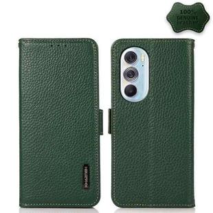 For Motorola Edge X30 KHAZNEH Side-Magnetic Litchi Genuine Leather RFID Case(Green)