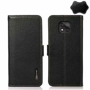 For Motorola Moto G Power 2021 KHAZNEH Side-Magnetic Litchi Genuine Leather RFID Case(Black)