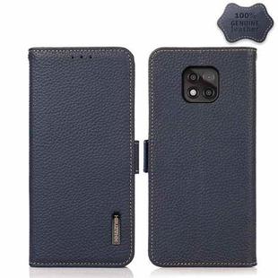 For Motorola Moto G Power 2021 KHAZNEH Side-Magnetic Litchi Genuine Leather RFID Case(Blue)