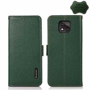 For Motorola Moto G Power 2021 KHAZNEH Side-Magnetic Litchi Genuine Leather RFID Case(Green)