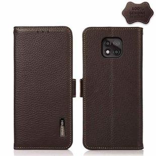 For Motorola Moto G Power 2021 KHAZNEH Side-Magnetic Litchi Genuine Leather RFID Case(Brown)