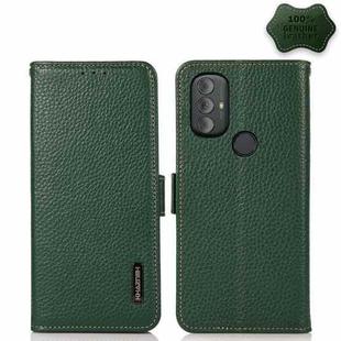 For Motorola Moto G Power 2022 KHAZNEH Side-Magnetic Litchi Genuine Leather RFID Case(Green)