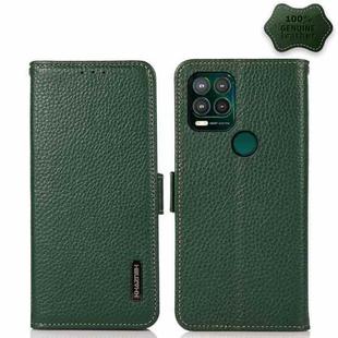 For Motorola Moto G Stylus 5G KHAZNEH Side-Magnetic Litchi Genuine Leather RFID Case(Green)