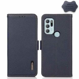 For Motorola Moto G60S KHAZNEH Side-Magnetic Litchi Genuine Leather RFID Case(Blue)