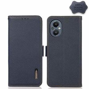 For OnePlus N20 5G KHAZNEH Side-Magnetic Litchi Genuine Leather RFID Phone Case(Blue)