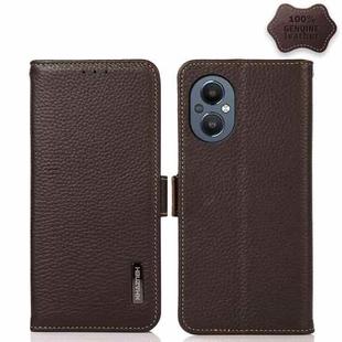 For OnePlus N20 5G KHAZNEH Side-Magnetic Litchi Genuine Leather RFID Phone Case(Brown)