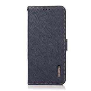 For OnePlus Nord CE 5G KHAZNEH Side-Magnetic Litchi Genuine Leather RFID Phone Case(Blue)