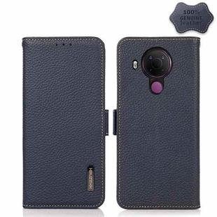 For Nokia 5.4 KHAZNEH Side-Magnetic Litchi Genuine Leather RFID Phone Case(Blue)