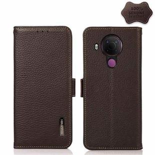 For Nokia 5.4 KHAZNEH Side-Magnetic Litchi Genuine Leather RFID Phone Case(Brown)