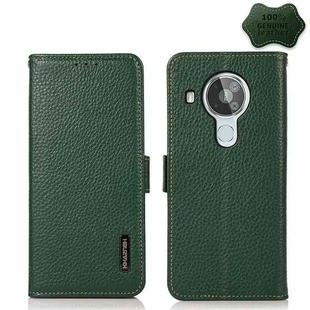 For Nokia 7.3 KHAZNEH Side-Magnetic Litchi Genuine Leather RFID Phone Case(Green)