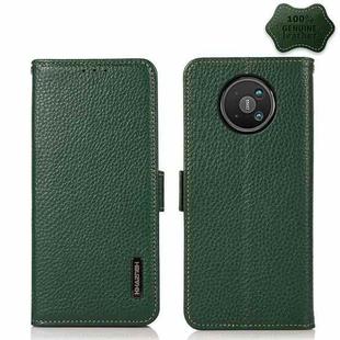For Nokia 8 V 5G KHAZNEH Side-Magnetic Litchi Genuine Leather RFID Phone Case(Green)