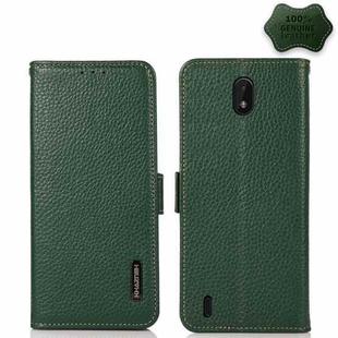 For Nokia C01 Core / C01 Plus KHAZNEH Side-Magnetic Litchi Genuine Leather RFID Phone Case(Green)