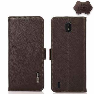 For Nokia C01 Core / C01 Plus KHAZNEH Side-Magnetic Litchi Genuine Leather RFID Phone Case(Brown)