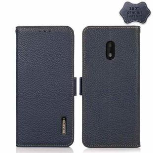 For Nokia C1 Plus KHAZNEH Side-Magnetic Litchi Genuine Leather RFID Phone Case(Blue)