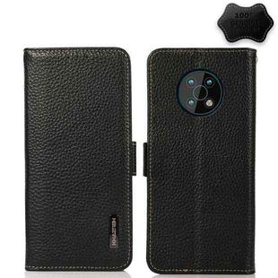 For Nokia G50 KHAZNEH Side-Magnetic Litchi Genuine Leather RFID Phone Case(Black)